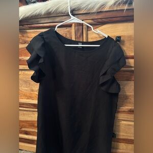 Elegant Black Ruffle Sleeve Mini Dress